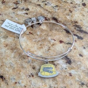 Alex and Ani Silver Bracelet with Yellow Bus Charm